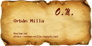 Orbán Milla névjegykártya
