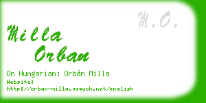 milla orban business card