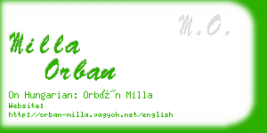 milla orban business card